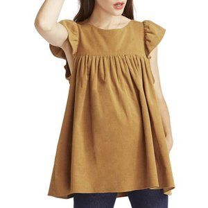 Hatch Tan Ruffle Sleeve Blouse